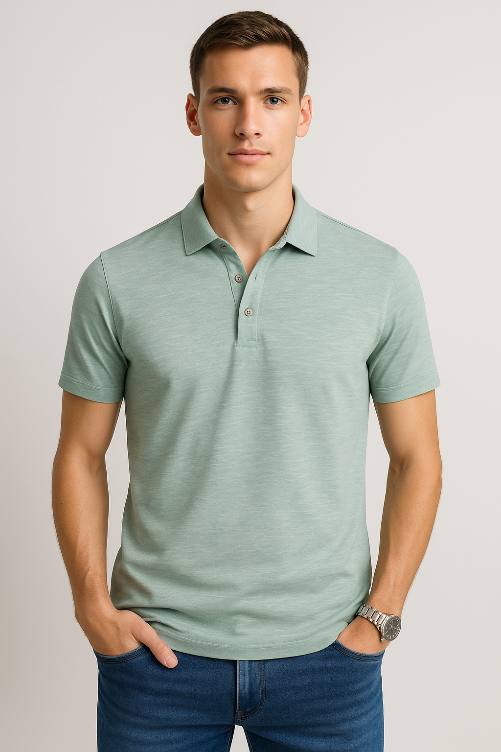 Playeras Tipo Polo Para Hombre Slub A51311 Eucalipto