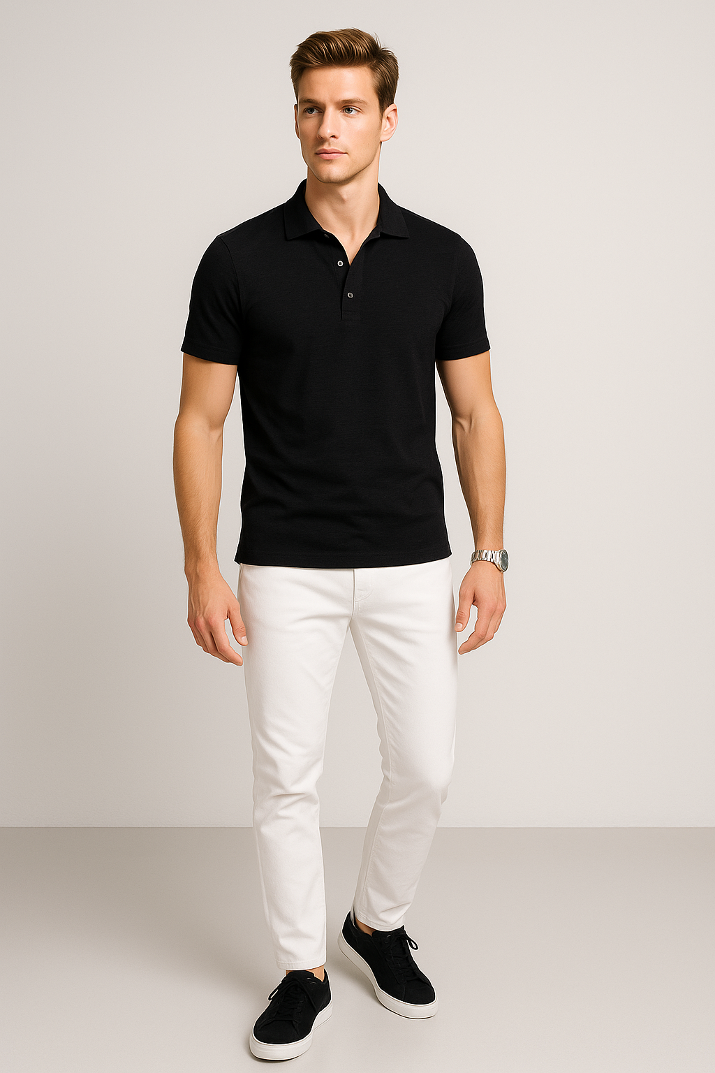 Playeras Tipo Polo Para Hombre Slub A51311 Negro