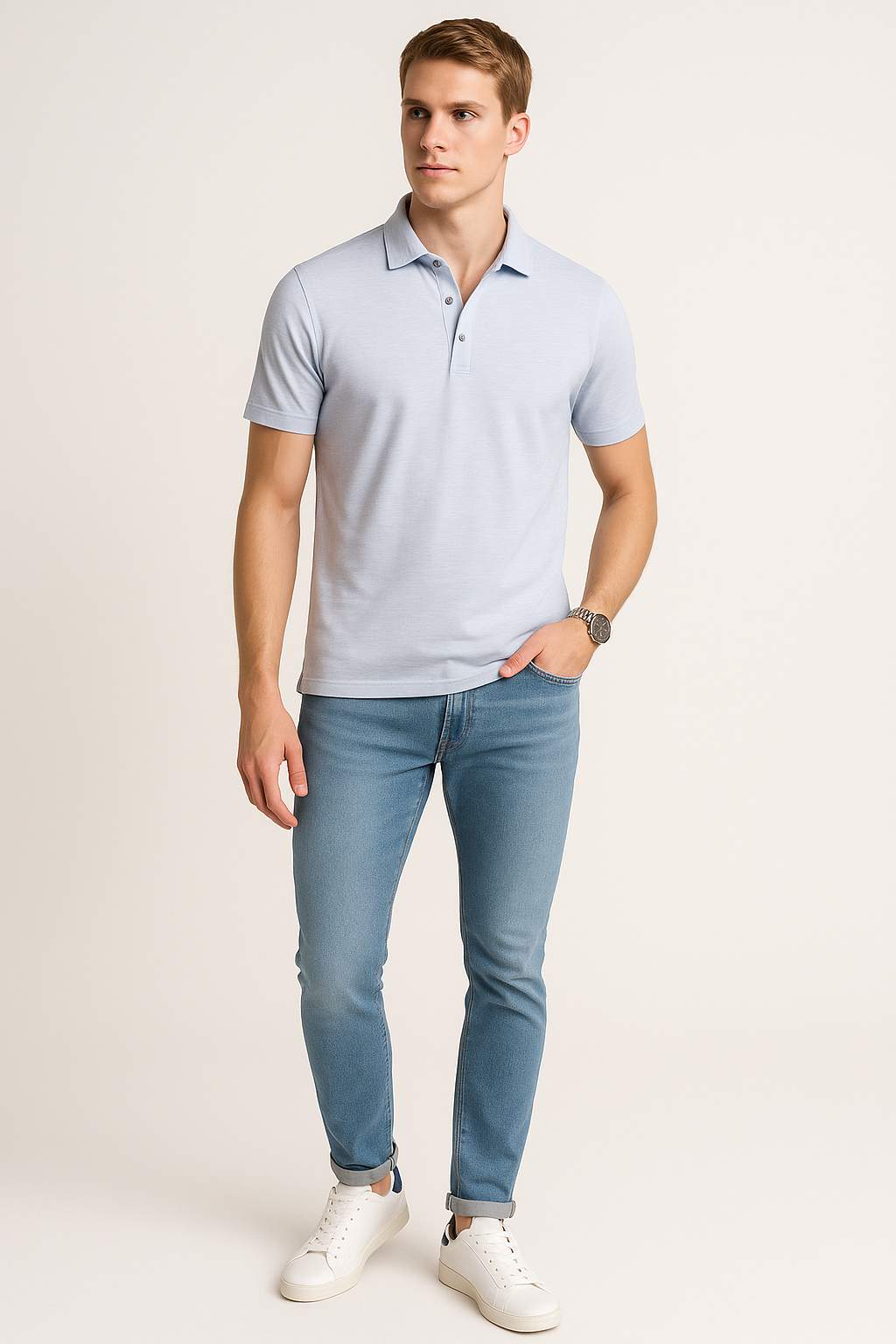 Playeras Tipo Polo Para Hombre Slub A51311 Cielo
