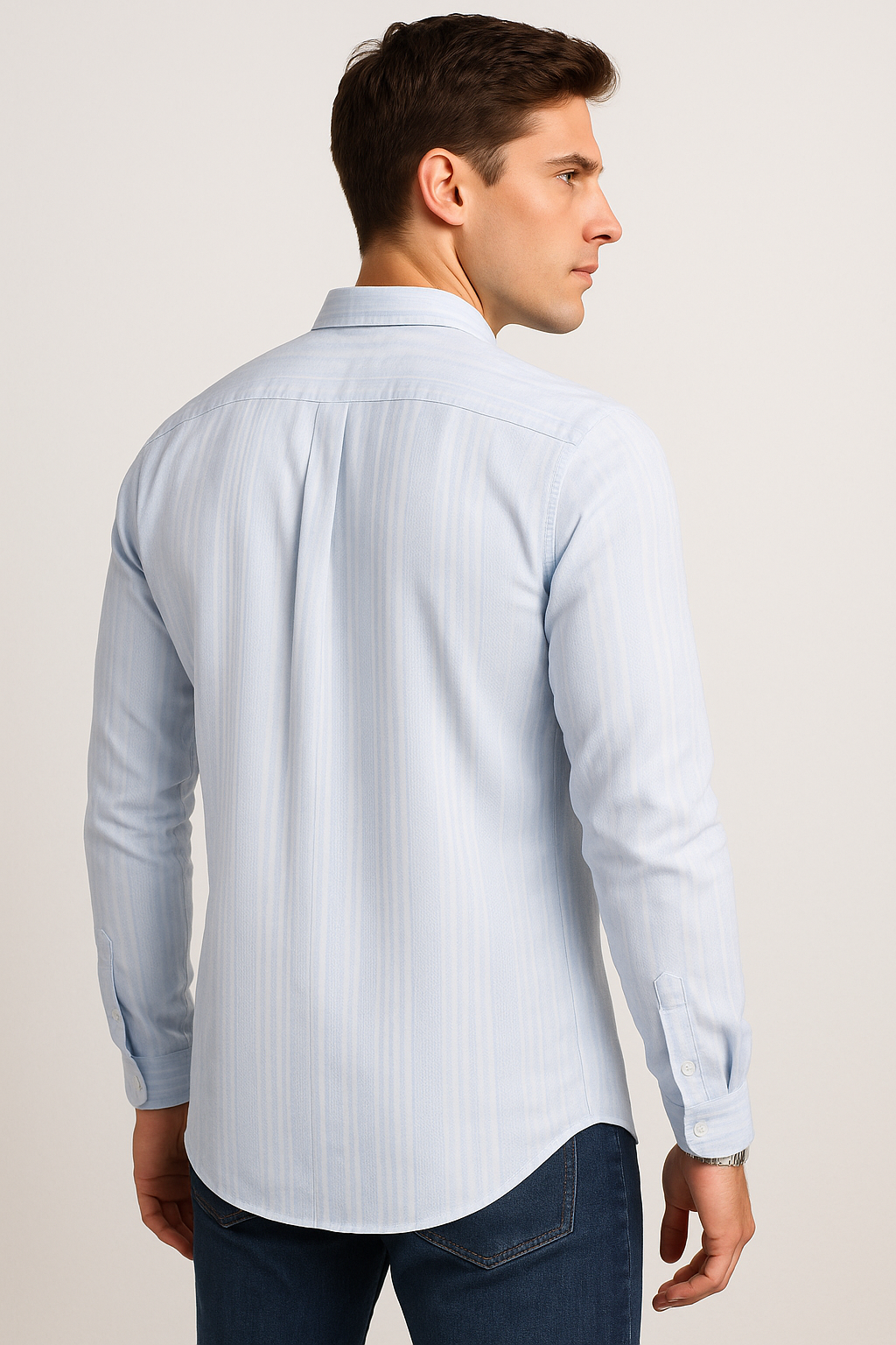 Camisas Para Hombre Cuello Mao Dobby B51322 Cielo