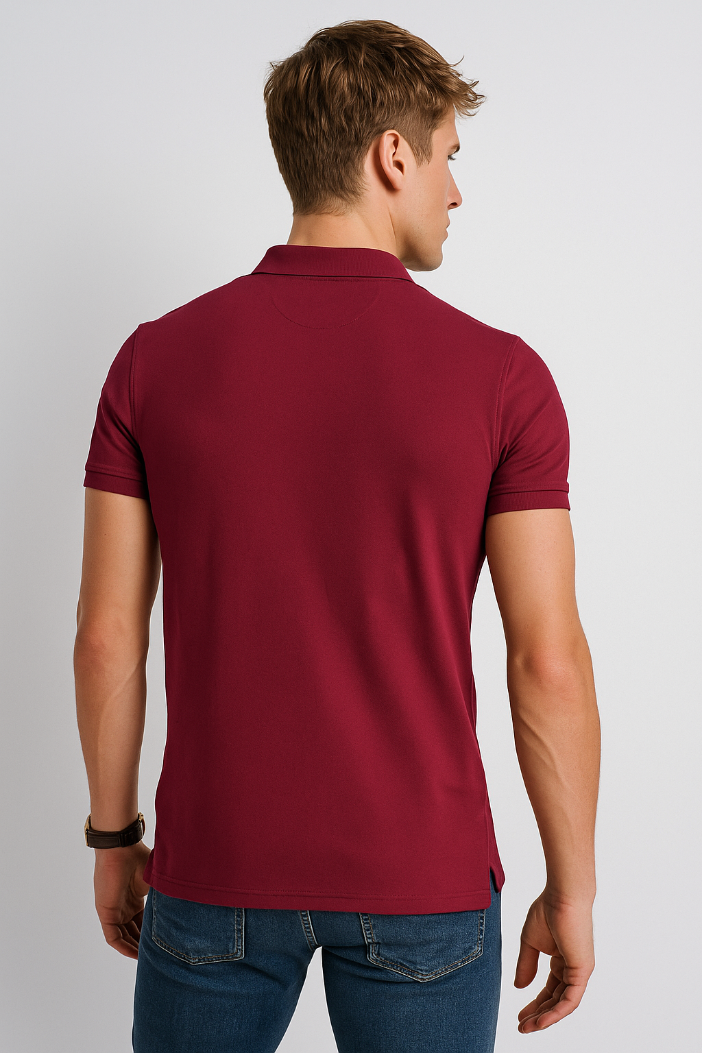 Playeras Polo Para Hombre Manga Corta Basica Bordado APOLOB Burdeos