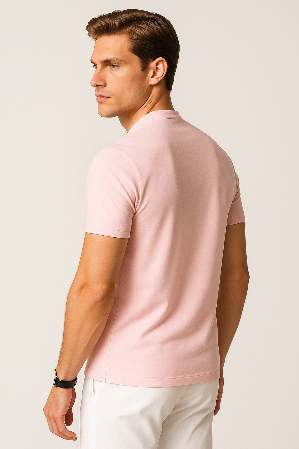 Playeras Polo Para Hombre Lisa De Manga Corta Cuello Mao APCMAO Rosa