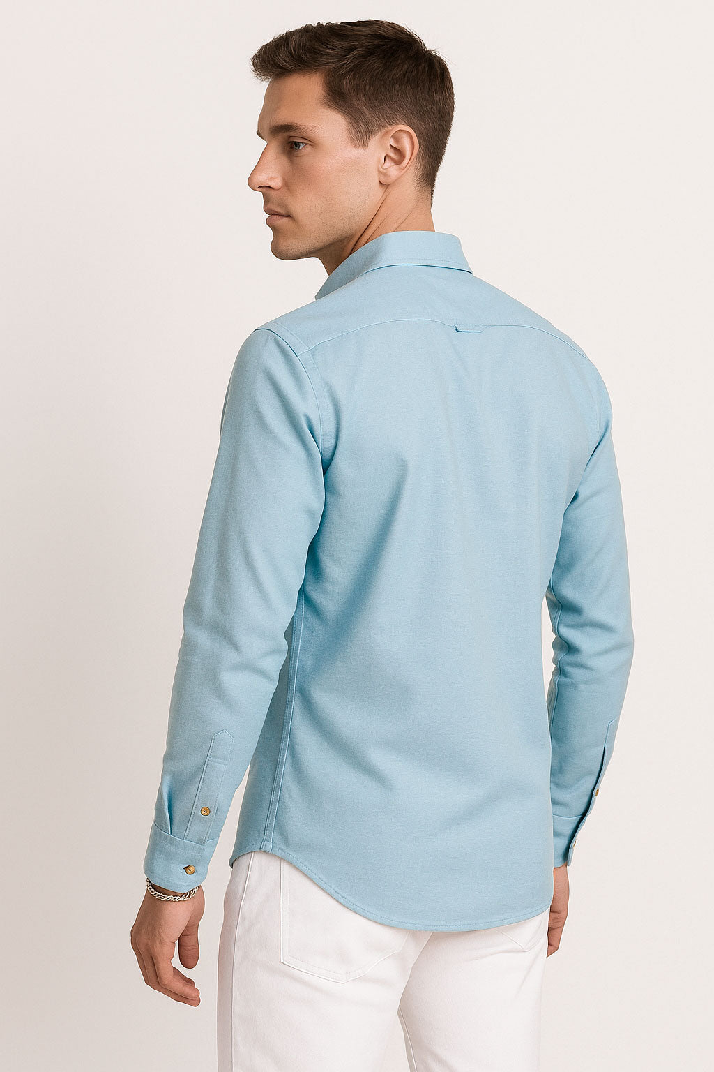 Camisas Para Hombre Manga Larga Essential B51101 Aqua