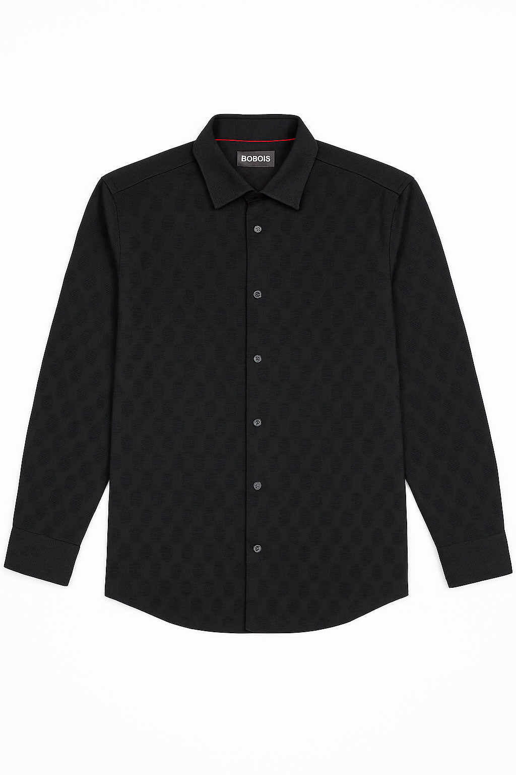 Camisas Para Hombre De Relieves Bordados B55322 Negro