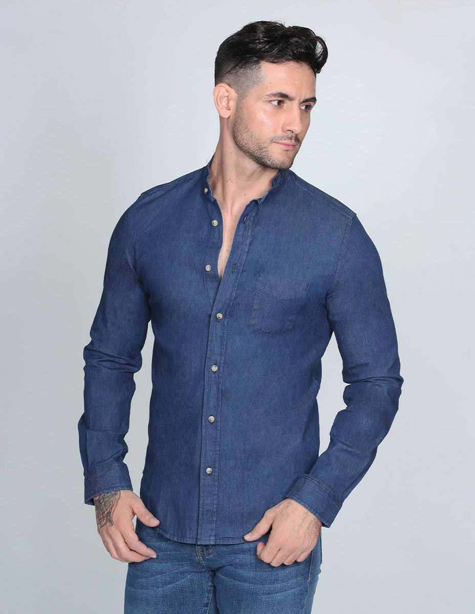 Camisas Para Hombre Bobois Casuales Moda Manga Larga Cuello Mao Mezcli –  BOBOIS