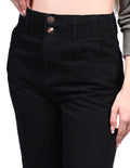 Jeans Para Mujer Bobois Moda Casuales Pierna Ancha Pantalones de Mezclilla Wide Leg Tiro Alto Negro V23110