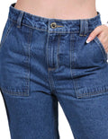 Jeans dama Bobois wide leg bolsa pespuntada al frente Stone V23109