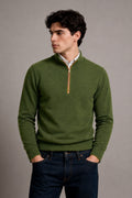 Suéteres Para Hombre Cuello Alto y Cremallera De Punto Fino E65302 Militar