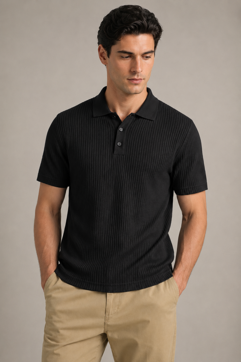 Playeras Polo Para Hombre Teach Microperforada De Manga Corta A65413 Negro