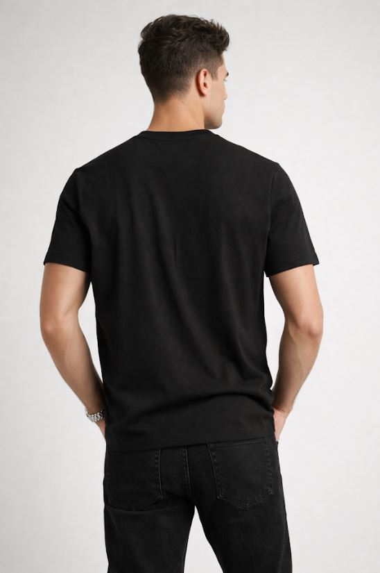 Playera para Hombre Cuello Redondo Algodón con Bolsa Stretch A61401 Negro