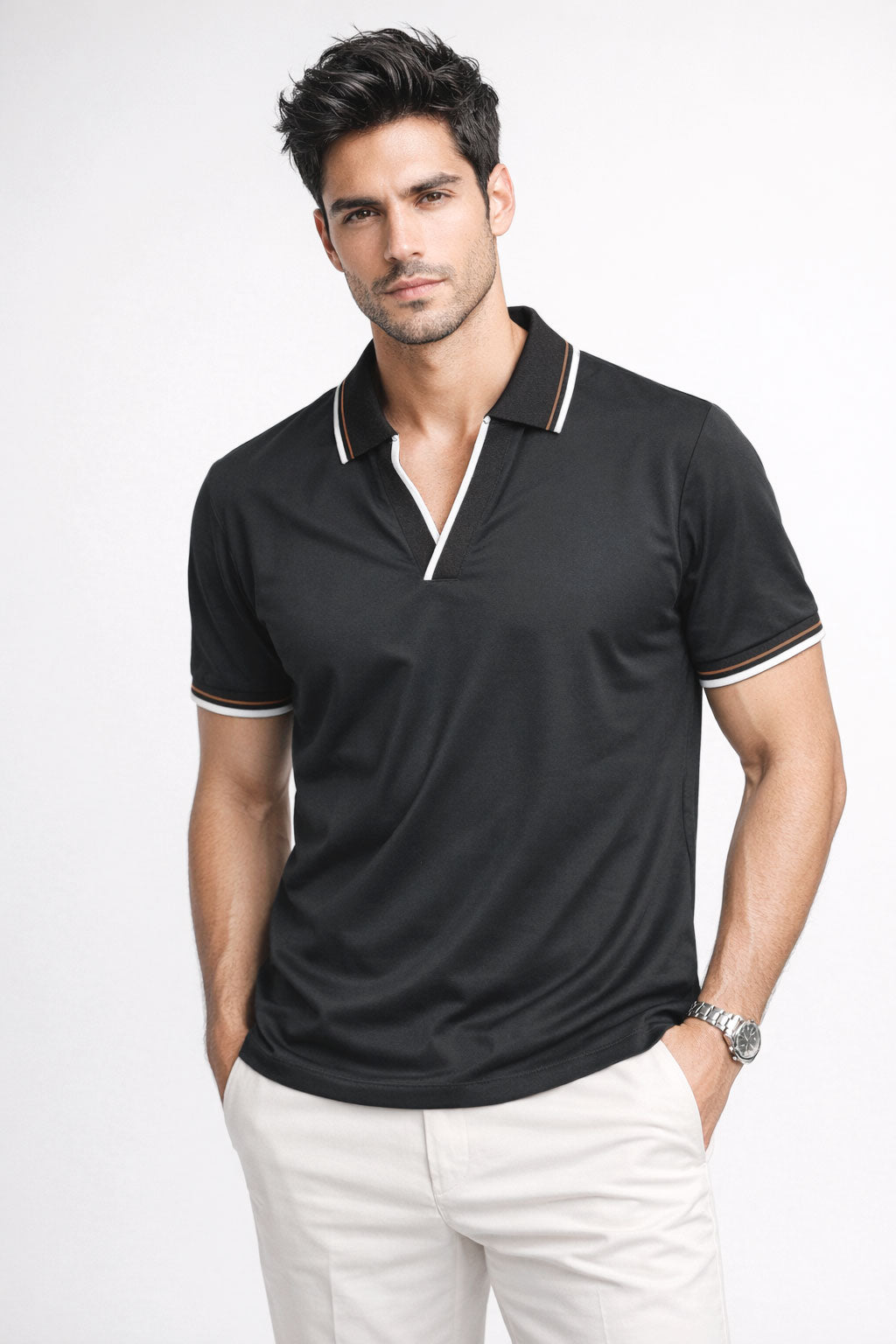 Playera Polo para Hombre Casual Antiarrugas A61416 Negro