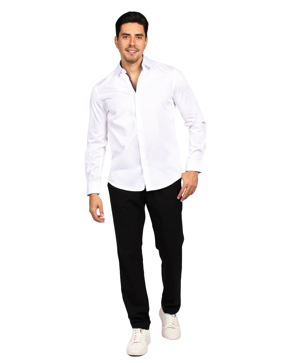 Camisas Para Hombre Slim Fit Textura B51302 Blanco