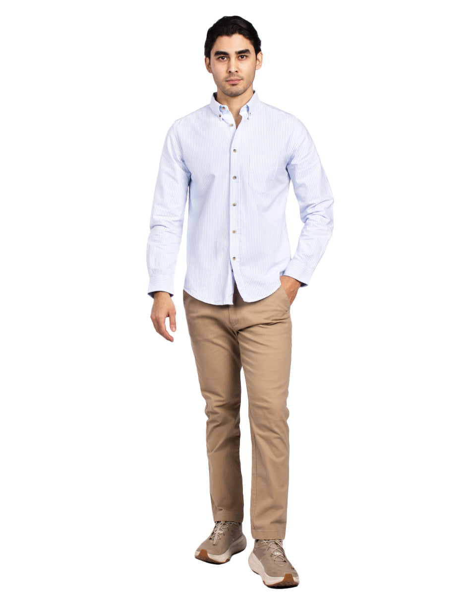 Camisas Para Hombre Regular Fit Oxford B51113 Cielo