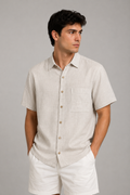 Camisas Para Hombre Manga Corta Albatros Tipo Lino Semi Recta B61561 Arena