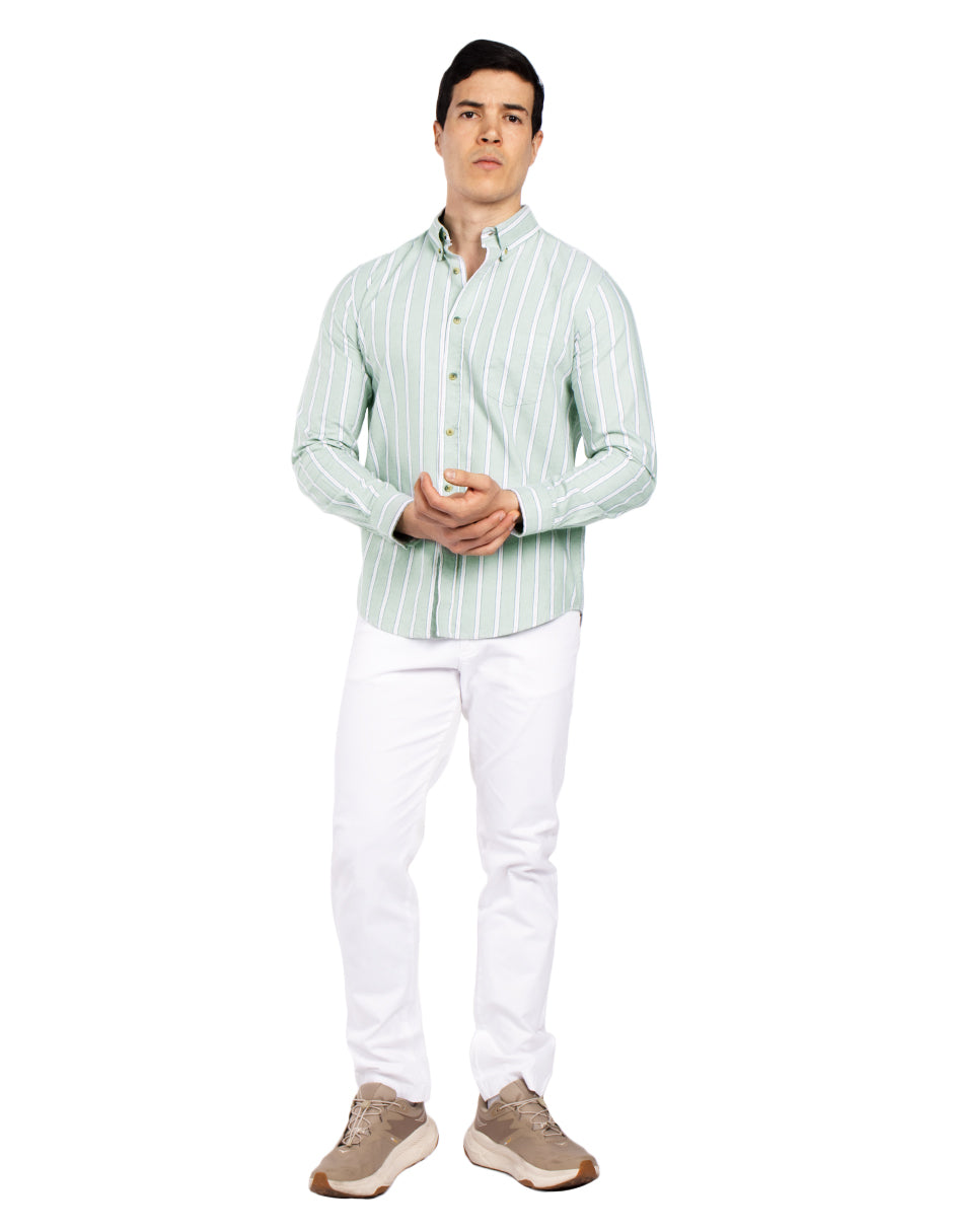 Camisas Para Hombre Regular Fit Oxford B51115 Verde