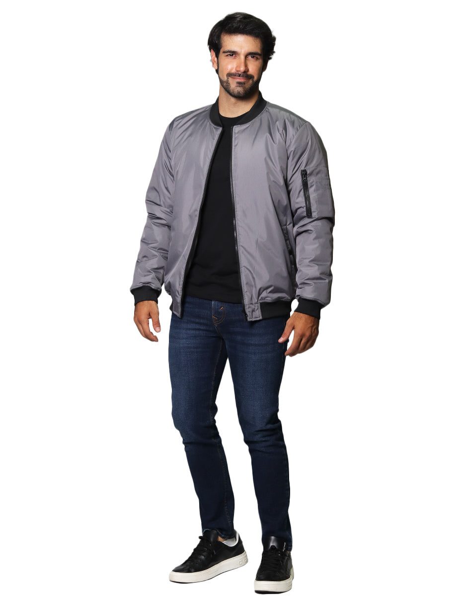 Chamarras Para Hombre Bomber Jacket D35101 Gris