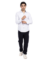 Camisas Para Hombre Slim Fit Microcuadros B51313 Blanco