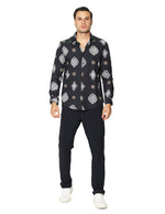 Camisas Para Hombre Manga Larga Estampada B45519 Negro