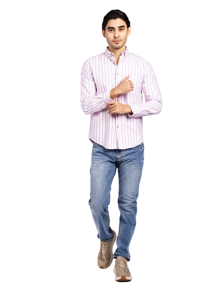 Camisas Para Hombre Regular Fit Oxford B51114 Rosa