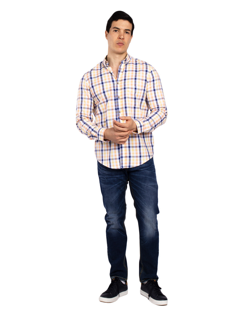 Camisas Para Hombre Regular Fit B51104 Amarillo