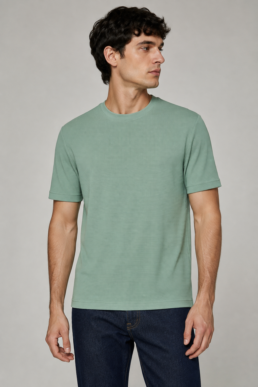 Playera para Hombre Cuello Redondo Antiarrugas Sport Transpirable A61405 Verde