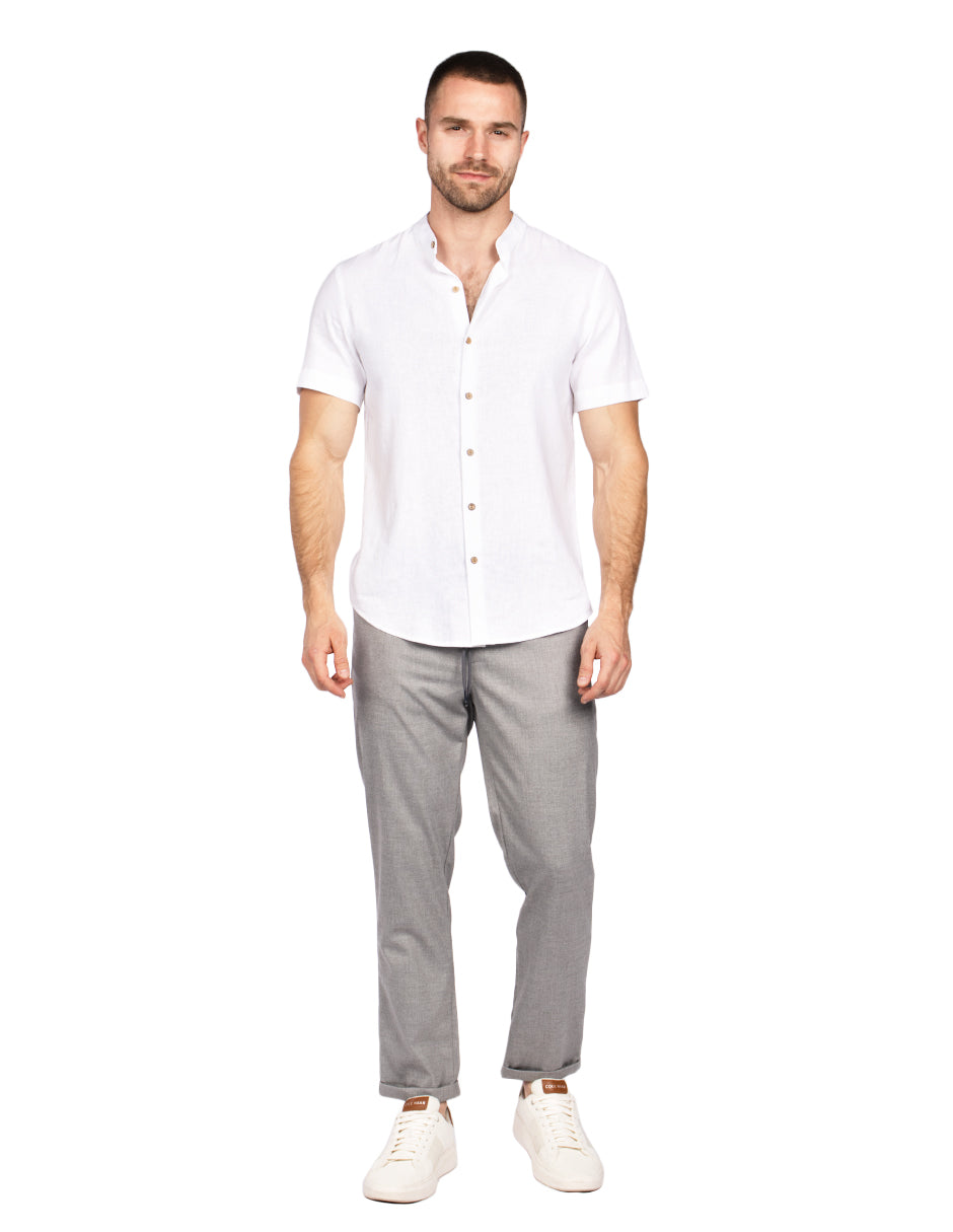 Camisas Para Hombre Relaxed Fit Lino B51373 Blanco