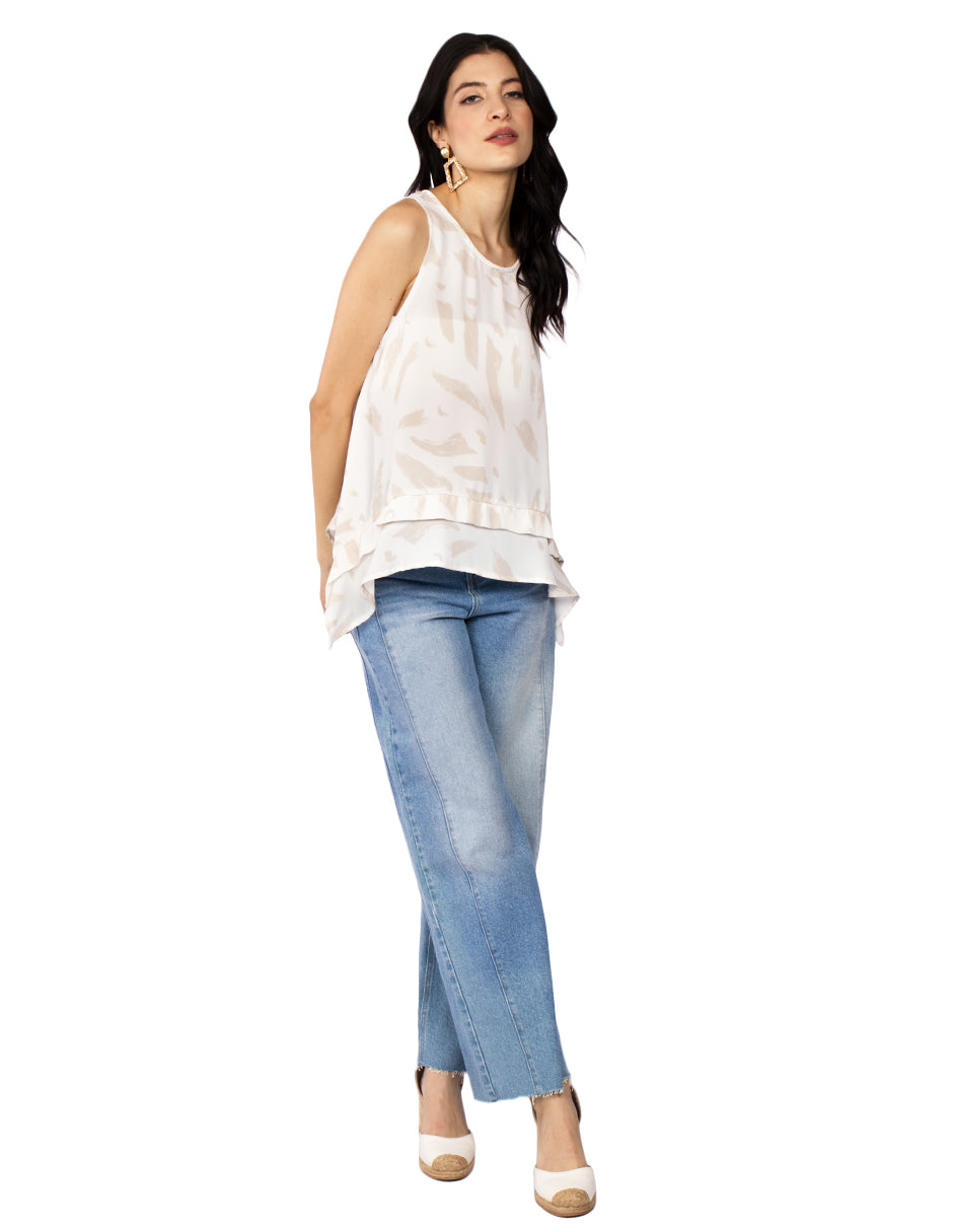 Blusas Para Mujer Translucida Sin Mangas N51121 Hueso