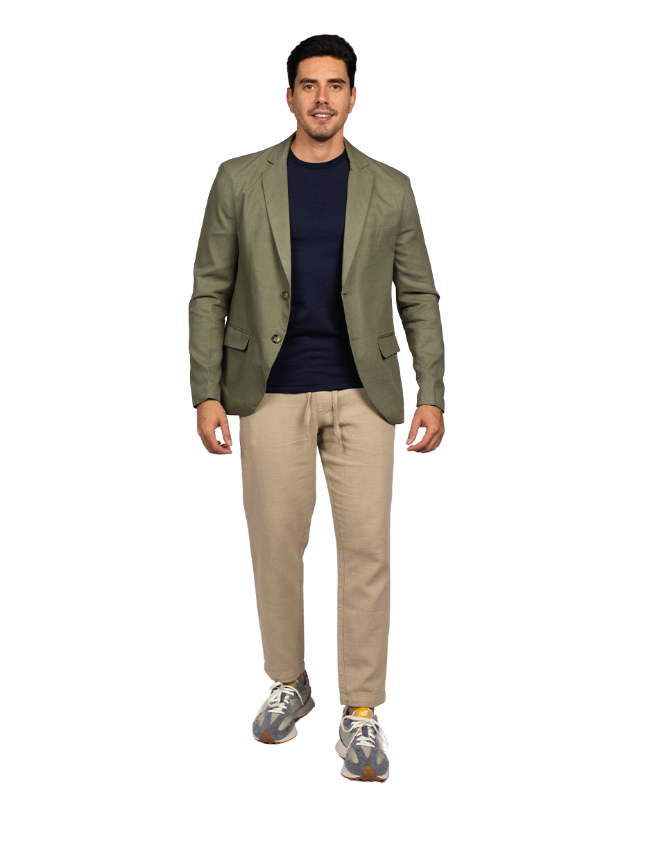 Blazers Para Hombre Casuales De Lino F51301 Olivo