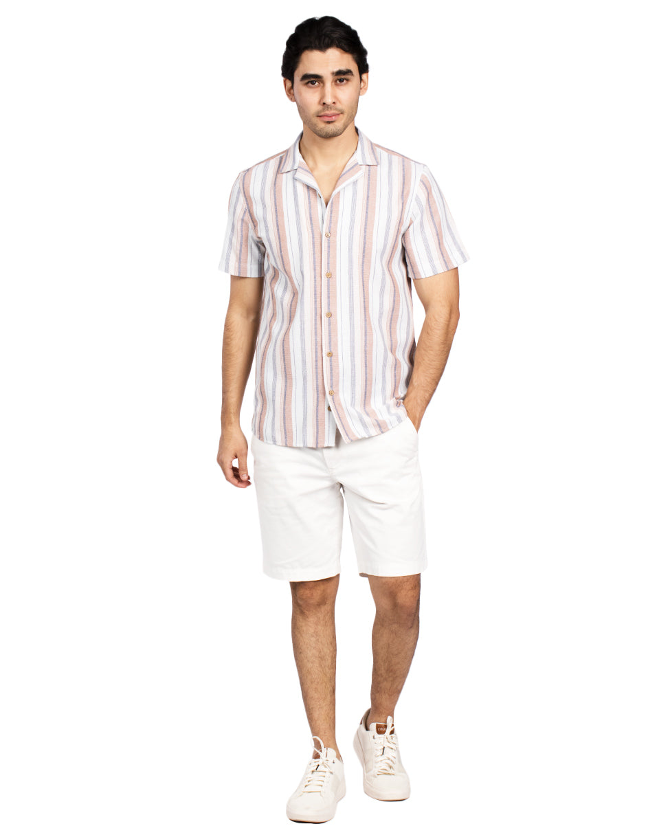 Camisas Para Hombre Resort Estampada B51364 Cielo
