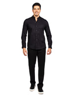 Camisas Para Hombre Textura Cuello Mao B51318 Negro