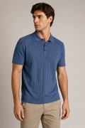 Playeras Polo Para Hombre De Tejido Texturizado Acanalado Con Manga Corta A65406 Indigo