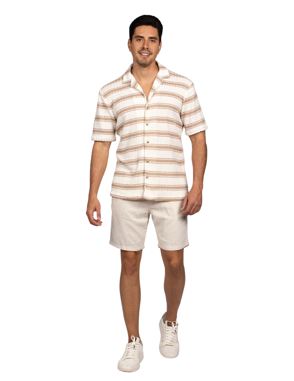 Camisas Para Hombre Crochet Vertical B51369 Arena
