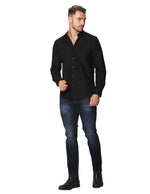 Camisas Para Hombre Manga Larga Mate Textura B45301 Negro