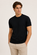 Playeras Para Hombre de Punto Cuello Redondo A61451 Negro