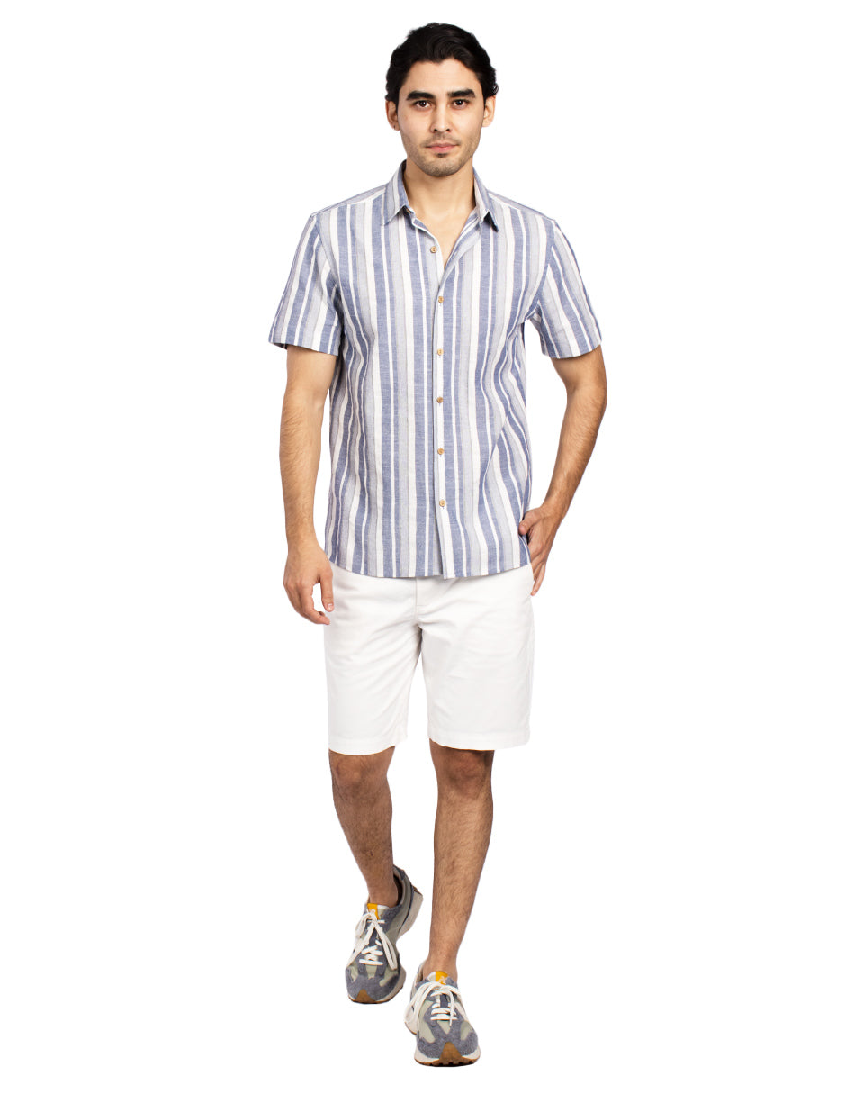 Camisas Para Hombre Dobbie Con Textura B51356 Indigo