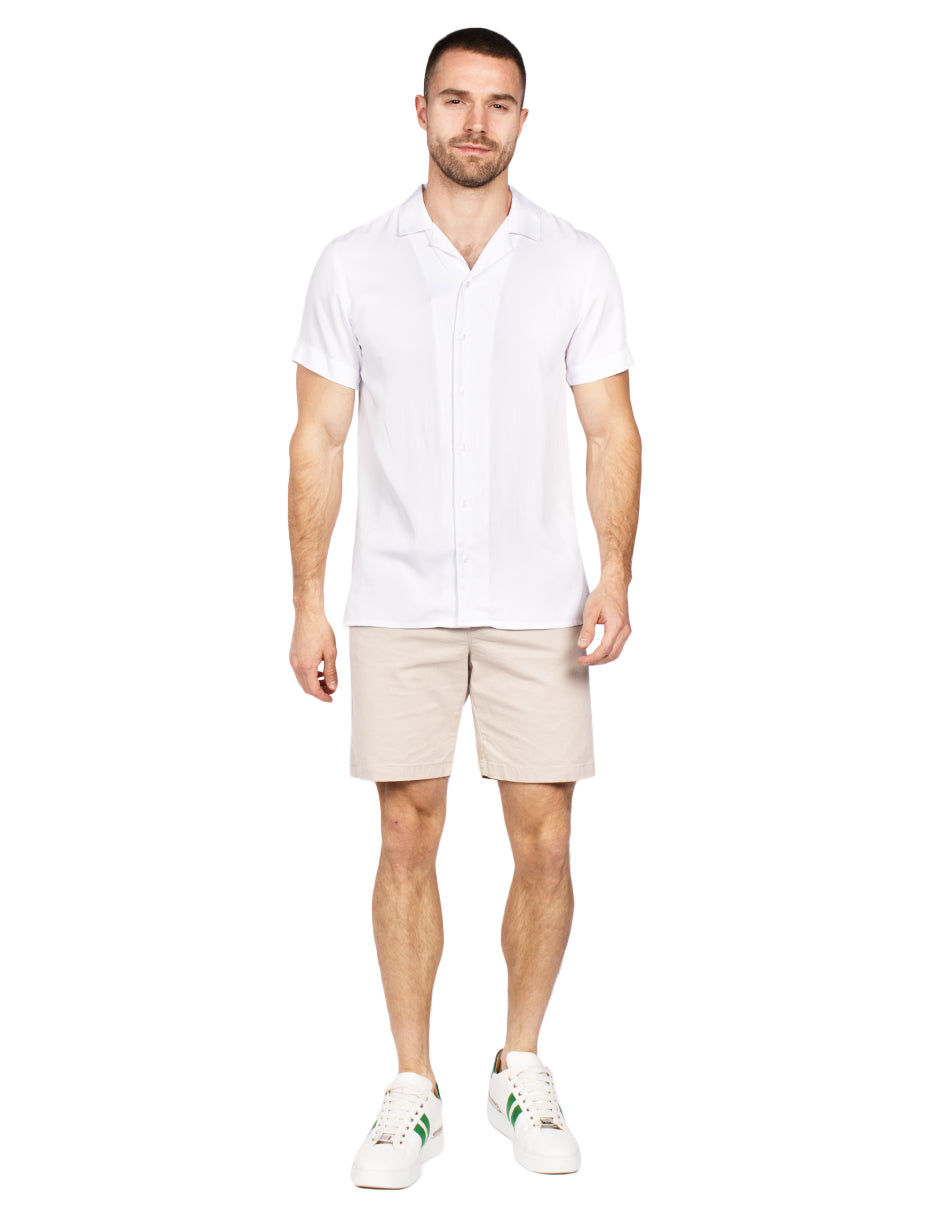 Camisas Para Hombre Relaxed Fit Satinada B51351 Blanco