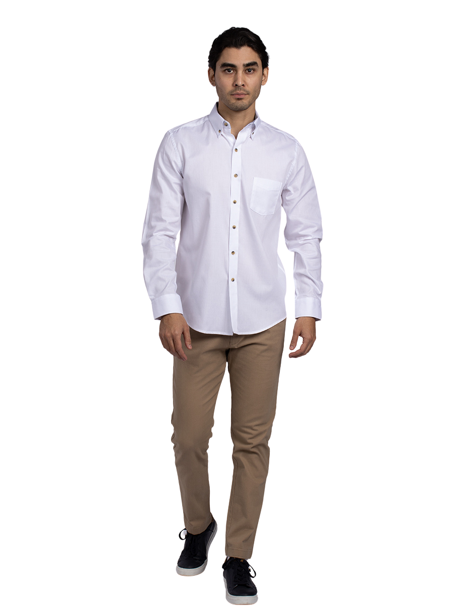 Camisas Para Hombre Manga Larga Essential B51101 Blanco