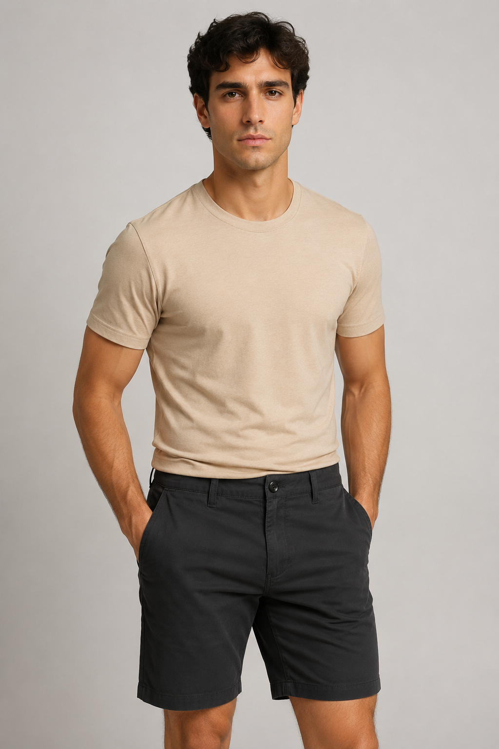 Bermudas Para Hombre De Gabardina Spandex Algodón GBRABSON Negro