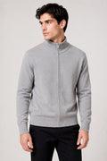 Suéteres Para Hombre Básico Con Cierre De Punto Fino E65304 Gris