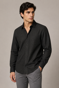 Camisas Para Hombre Manga Larga Jacquard Satinada B65408 Negro