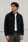 Sobrecamisas Para Hombre Suede De Doble Bolsillo Con Tapa B65413 Negro