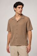 Camisas para Hombre Manga Corta de Punto Calada B65452 Moca