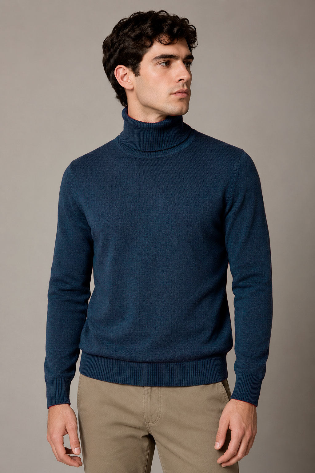 Suéteres Para Hombre Cuello Tortuga De Punto Fino E65303 Marino
