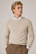 Suéteres Para Hombre Básico de Punto Fino E65301 Beige