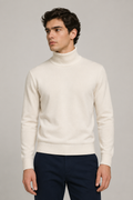 Suéteres Para Hombre Cuello Tortuga De Punto Fino E65303 Crema
