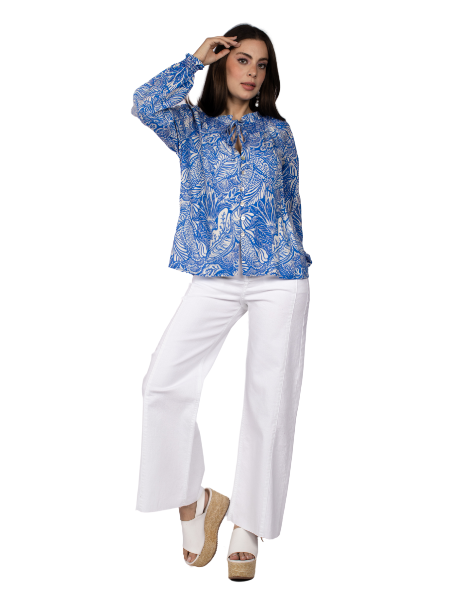 Blusas Para Mujer Cuello Smok Floriada N51124 Rey