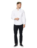 Camisas Para Hombre Manga Larga Lisa B45101 Blanco