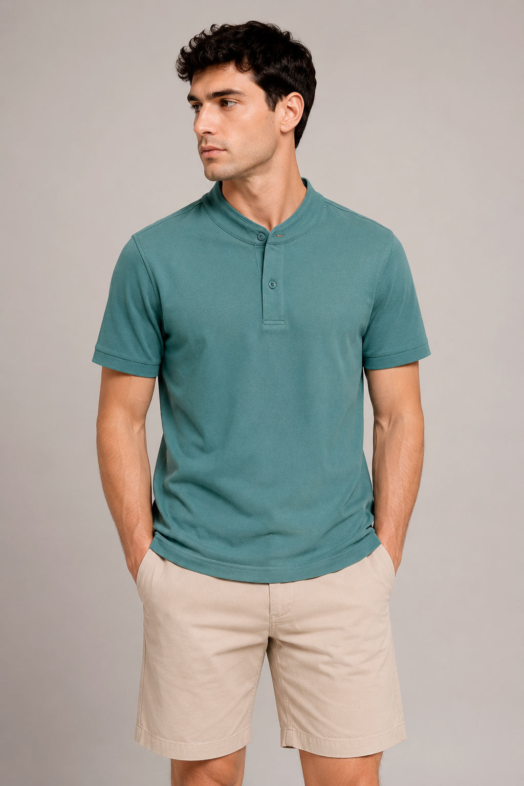 Playeras Polo Para Hombre Cuello Mao Spandex APMAO Verde