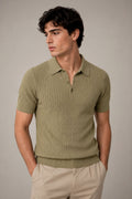 Playeras Polo Para Hombre Tejida Punto Acanalada A61454 Olivo