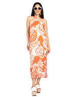 Vestidos Para Mujer Largo Cuello Halter S51107 Naranja